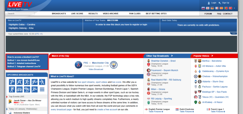 Free Live Football Streaming Sites - Live TV