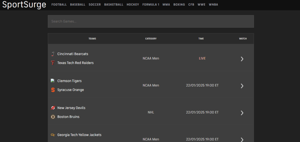 Free Live Football Streaming Sites - SportSurge